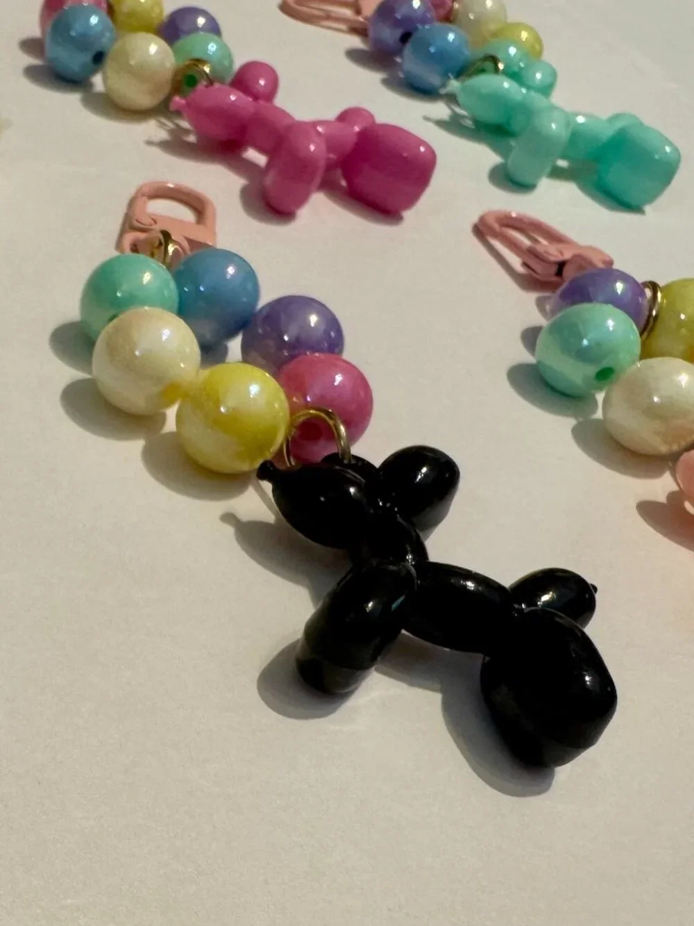 8 Colorful Balloon Dogs Keychains, Backpack Carms, Trinket